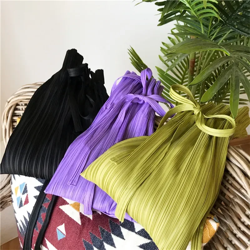 ALSEY Women Laced Linen Simple Pleated Sack Bag 2024 Latest Miyake Fold Design Bag Shoulder Fashion Portable Unicorn Bag