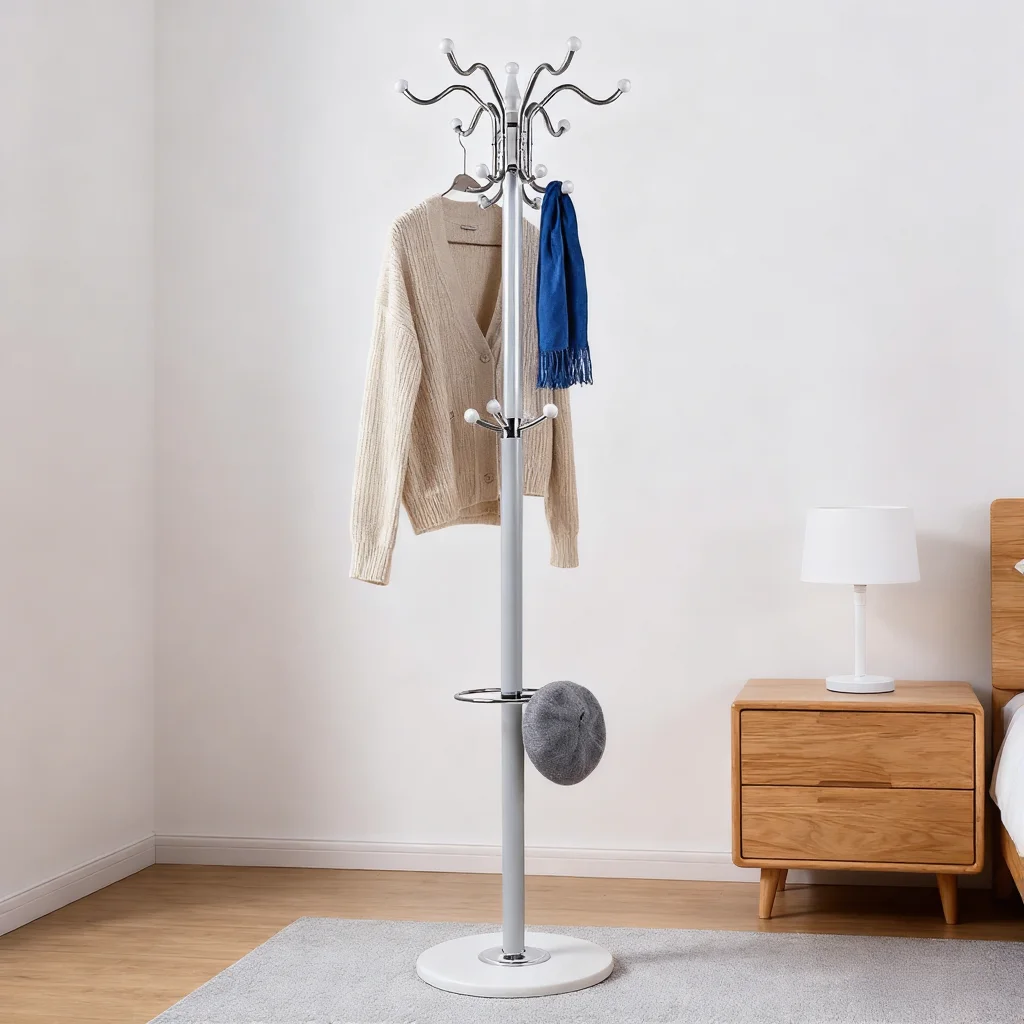 

67 Inch Metal Tree Rack Coat Stand 16 Hooks Hat Bags Organizer Clothes Hanger Umbrella Holder for Entryway