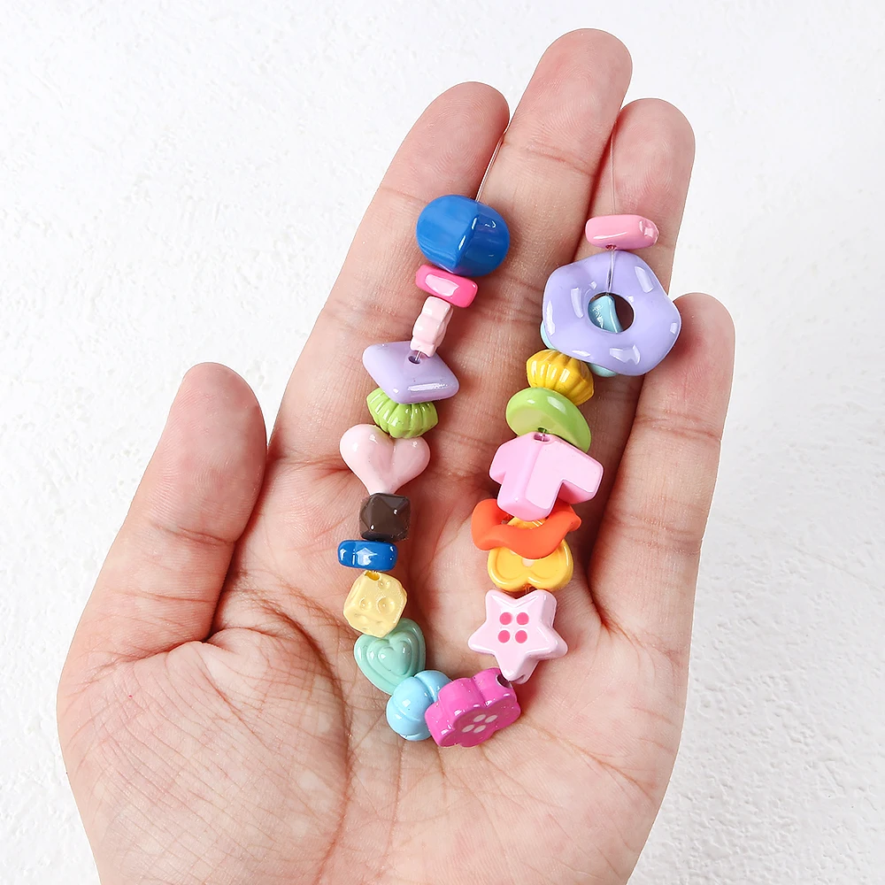 

10pcs Multi Color Acrylic Mix Shape Loose Beads DIY Jewelry Accessories Spacer Bracelet Making Departments