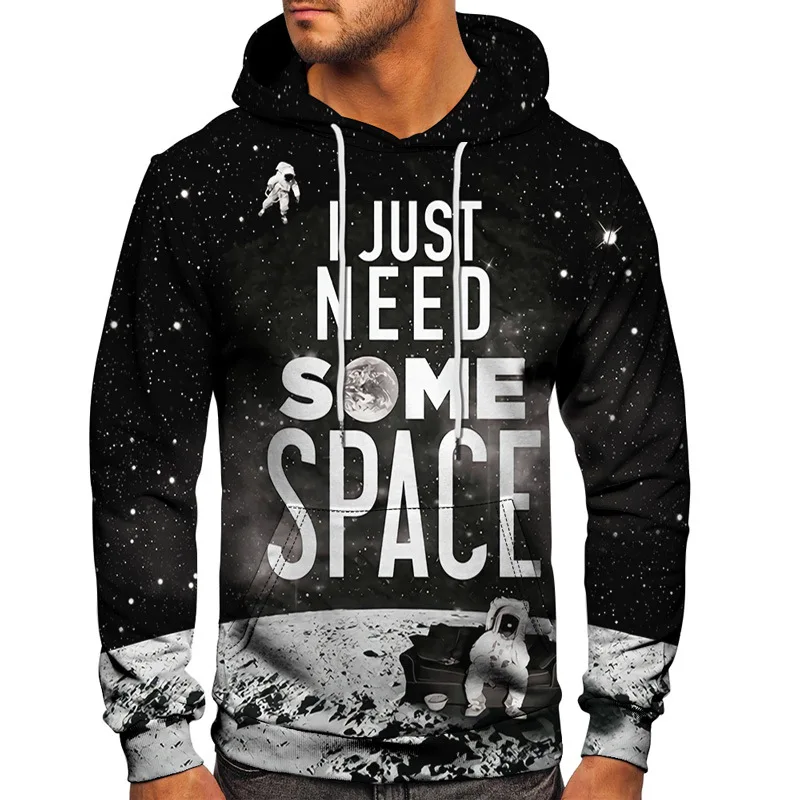 Harajuku Style Men Women 3D Hoodie Funny Letter Fire Soul Moon Planet Dreamer Print Sweatshirt Hoody Pullover Clothes Size S-6XL