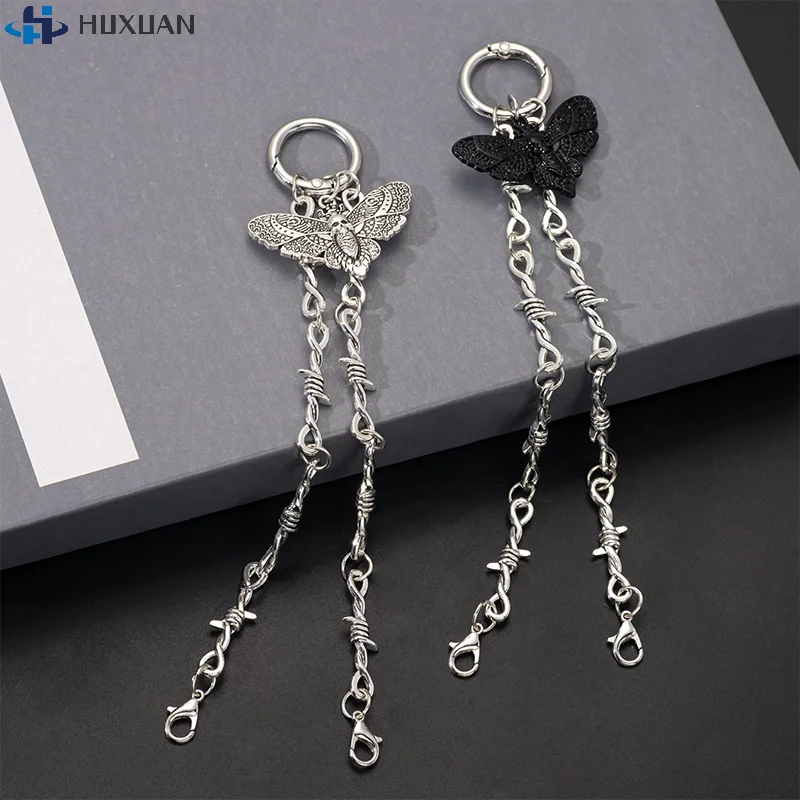 

1pc Retro Detachable Skull Moth Pendant Shoe Decor Chain Easy-Release Buckle Mechanism Ideal DIY Fashion Accessory