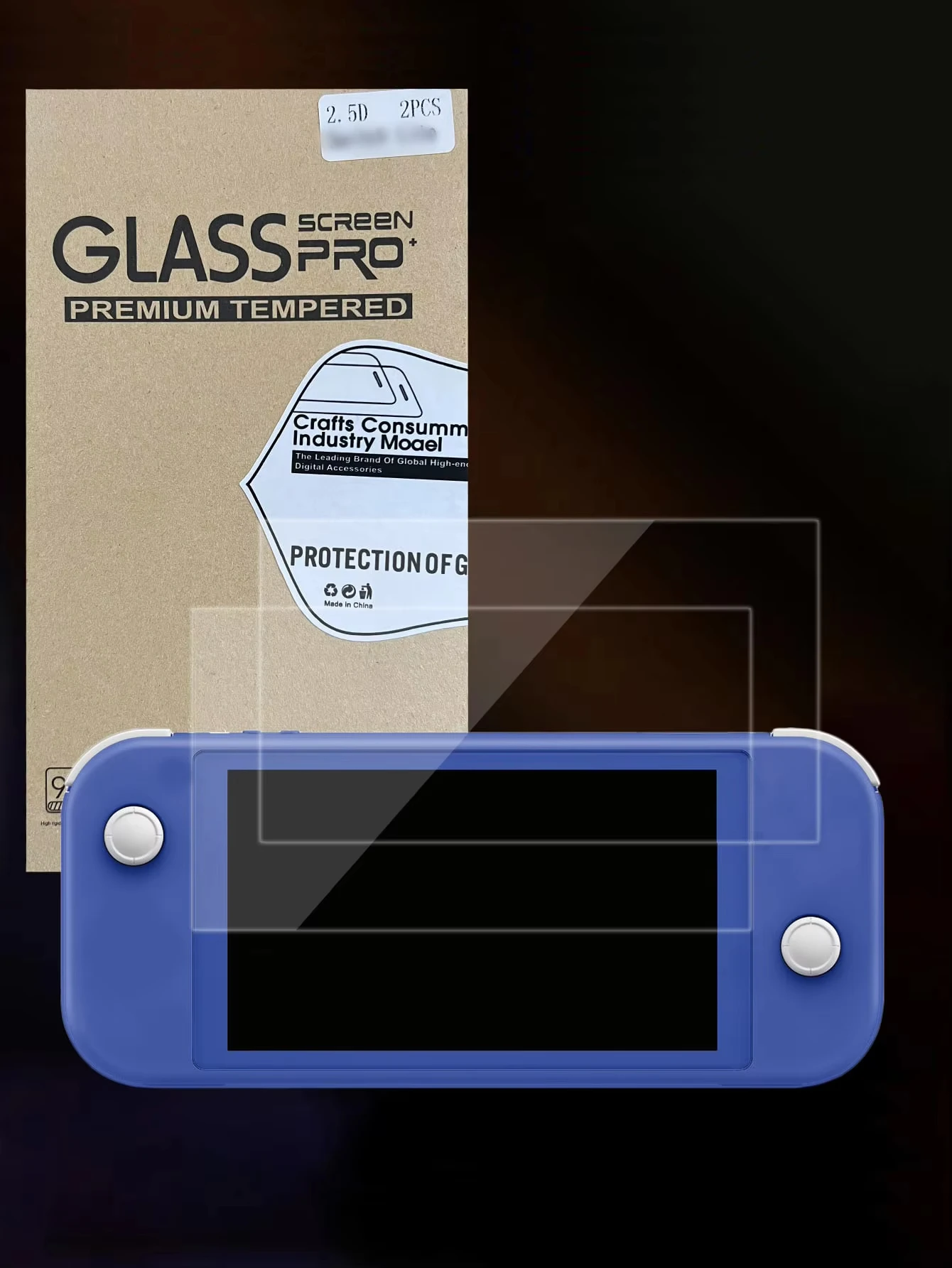 Adequado para interruptores Switch Lite, película protetora de alta definição, tela transparente, pacote com 2 peças, kit de película grátis