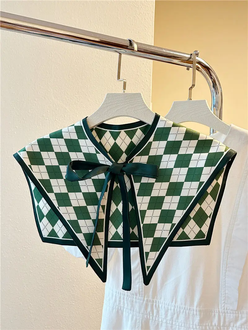 Women's Drawstring Cape Printed Pattern False Collar