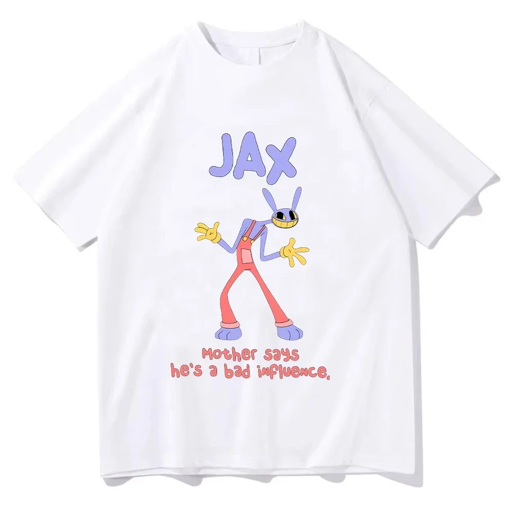 Jax Purple Rabbit Anime Print T Shirts Funny Digital Circus Characters Graphic Clothes Fashion Cotton Short Sleeve Men and Kids