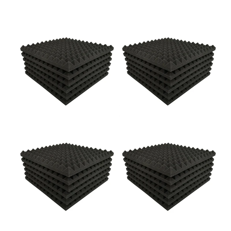 48 Pack Pyramid Shape Soundproof Foam Sound Proof Padding Treatment Panel For Echo Bass Insulation