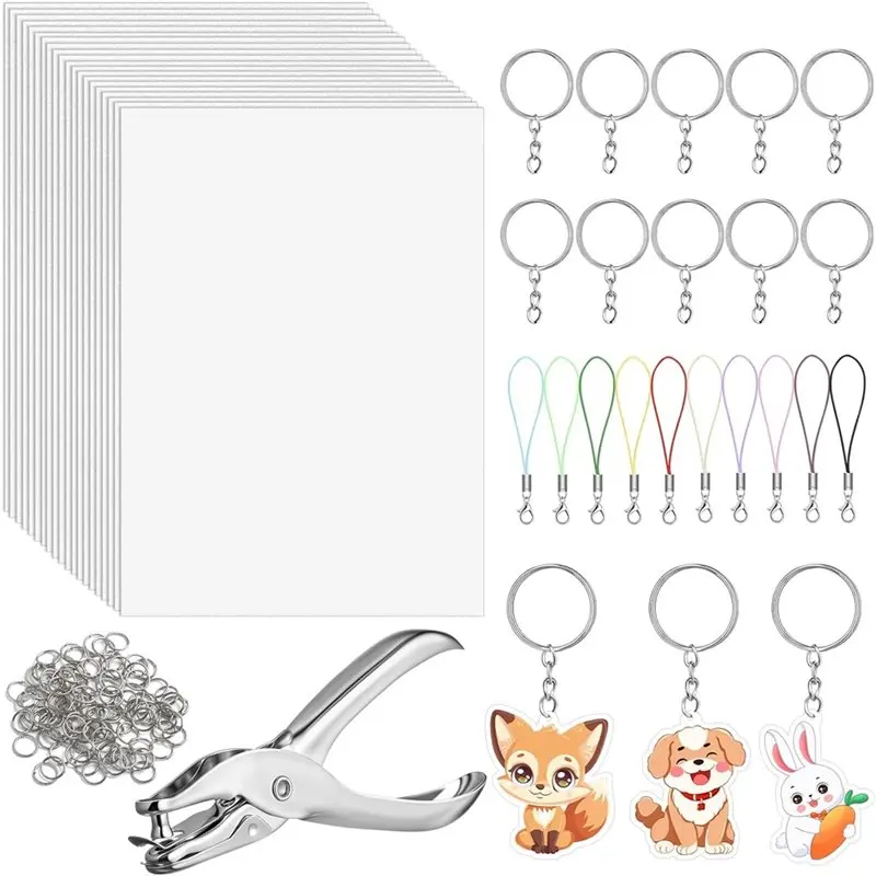 

【РОЖДЕСТВЕННЫЙ 】Dink Kit для детей и взрослых, 141 шт., с 20 термоусадочными пластиковыми листами, бумагой и 121, брелки, аксессуары, поделки своими руками