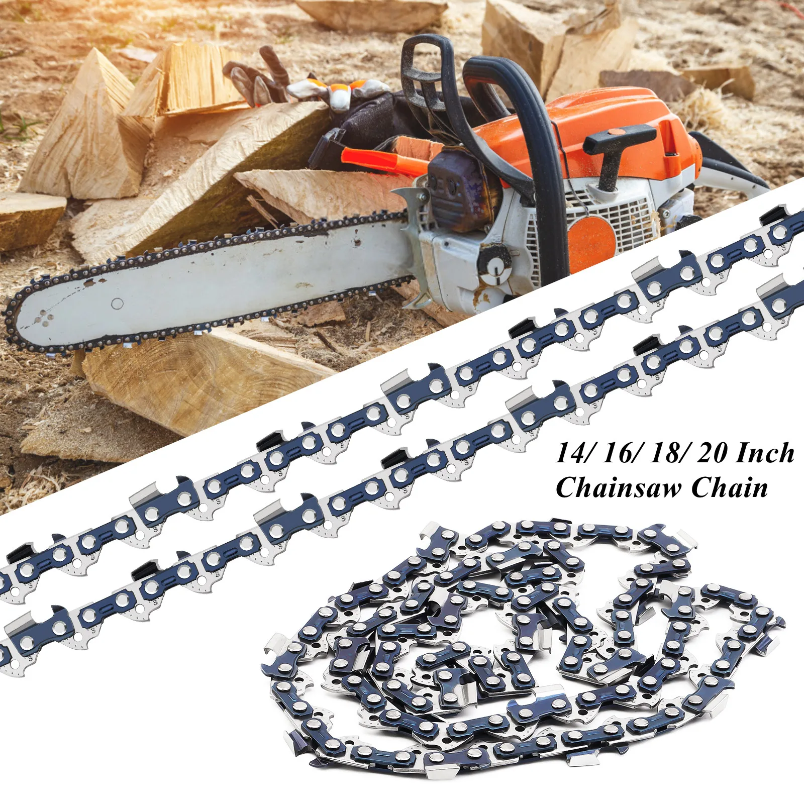 14/16/18/20 Zoll Kettensägenkette 52/56/57/72/76 Antriebsglieder Hochleistungs-Sägeketten Passend für Husqvarna / Stihl / Poulan