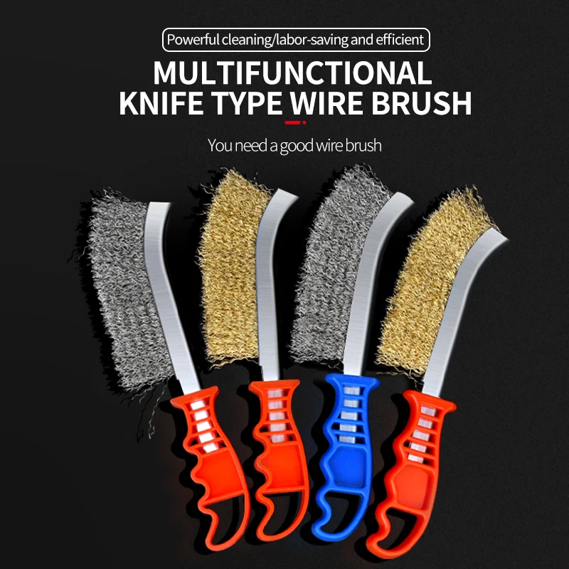 

5pc Wire Knife Brushe Brass Plated Steel Wire Stainless Steel Wire nylon Wire Brush kitchen Clean Barbecue Cleaning Tools