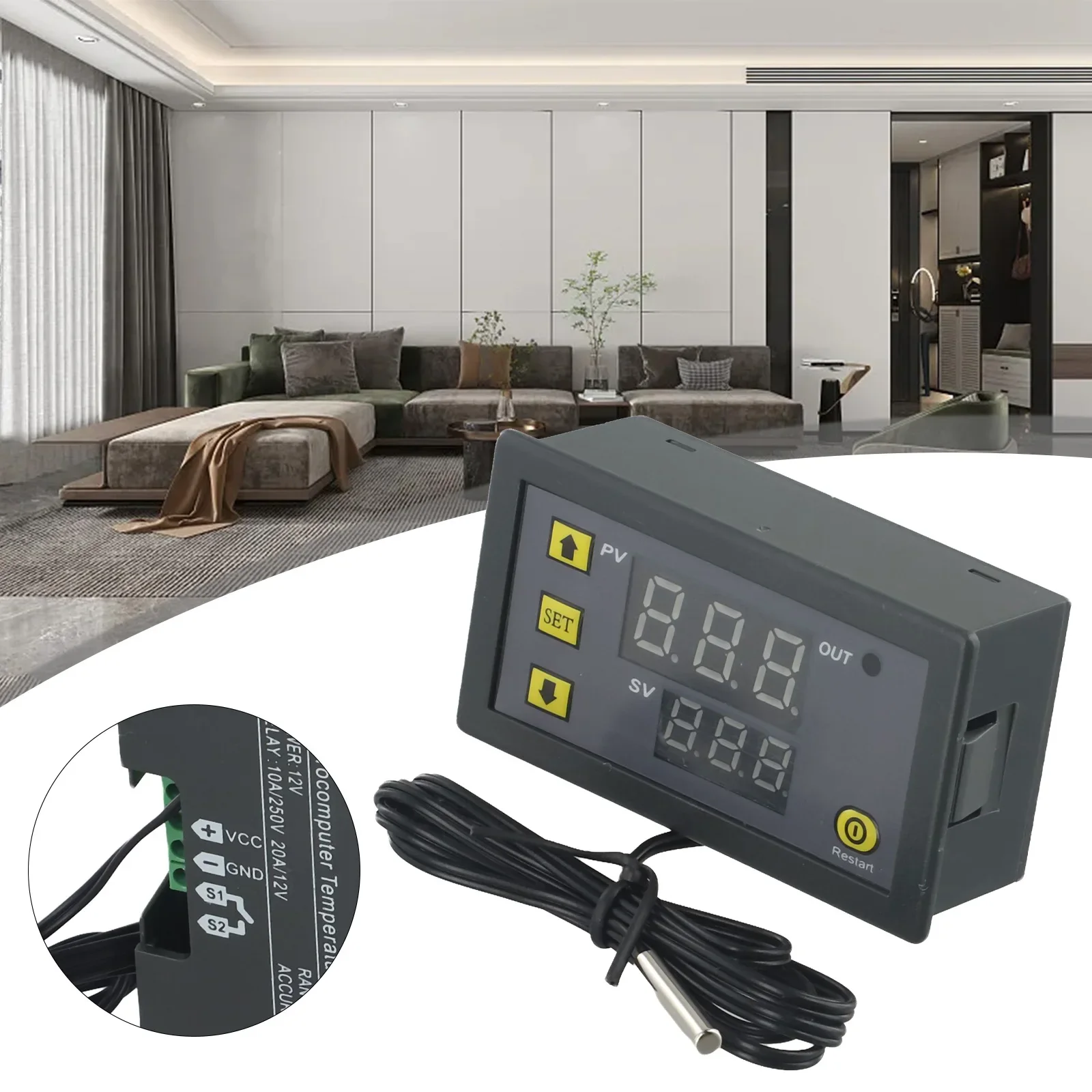 Digital Temperature Controller Equipment Fitting Thermostats Assembly Attachment Cool Heat Regulator Replacement