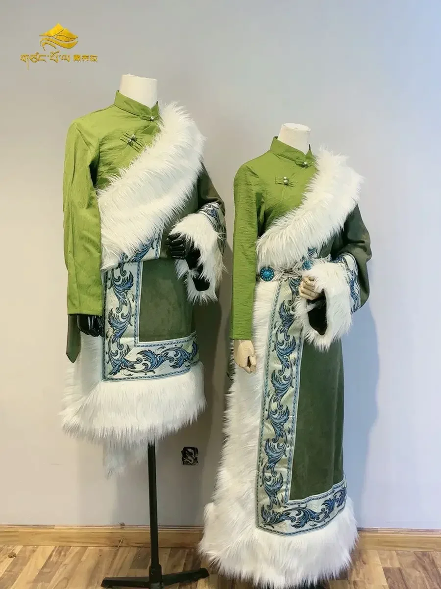 Conjunto de ropa tibetana con borde de color para fotografía de viaje para mujer tibetana, mago de Oz, explosión de Yunnan, nuevo producto