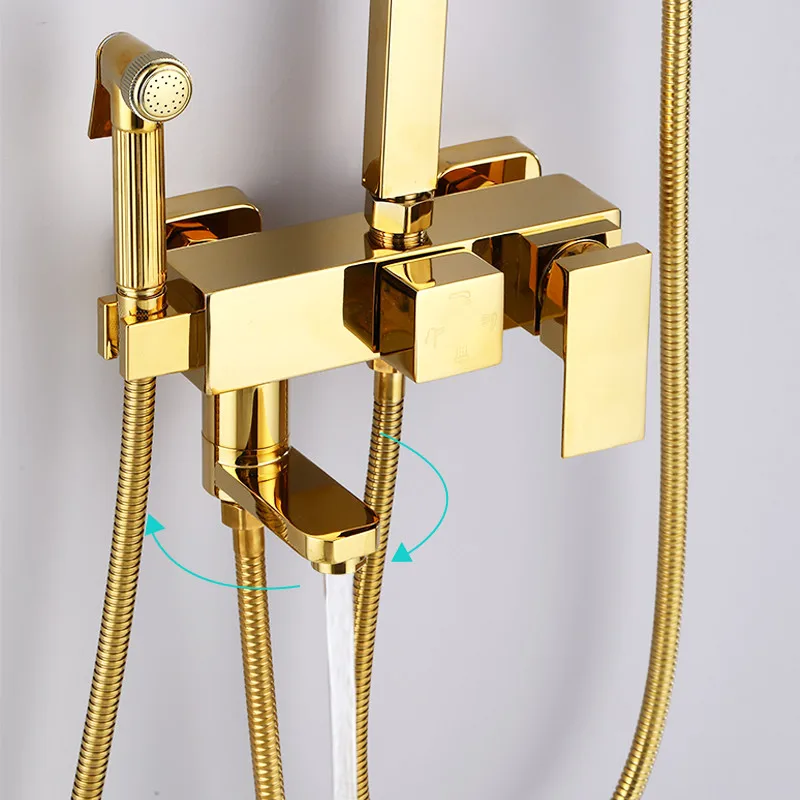 Square Hot Cold Bathroom Shower Set Quality Stainless Steel Hot Cold Bathroom Shower System Accessories 10 Inch Rain Shower Head