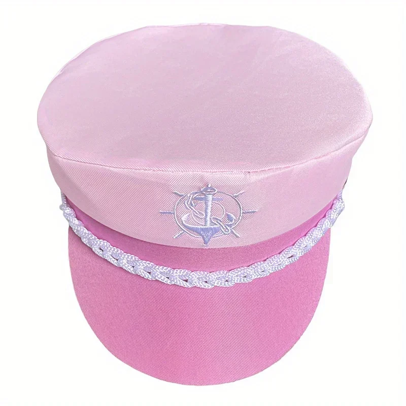 Pink Captain Hat Scarf Yacht Sailors Hat Nautical Marine Navy Costume for Women