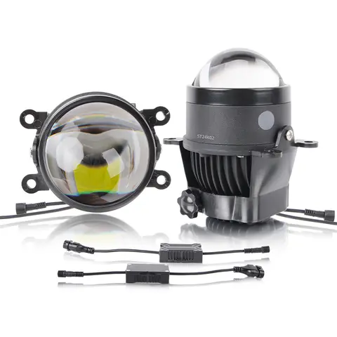 Universal 3.0 Bi-led Fog Lights HD Lens White Light Yellow Light 12V Car LED Fog Lamps Projector Lens Waterproof IP68