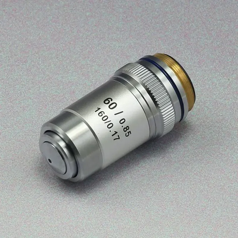 Biological Microscope Achromatic Objective Lens 4X 10X 20X 40X 60X 100X(oil) RMS 20.3mm Thread Silver Shell