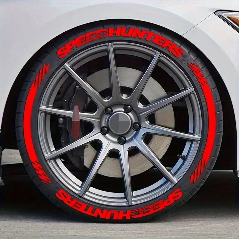 Speedhunters Red Tire Rim Sticker 2.54cm, Waterproof Decal Strip for 15-24 Inch Car Motorcycle Wheel Decor