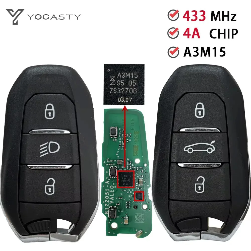 

YOCASTY OEM Smart Remote Car Key 4A Chip 433MHz IM3A A3M15 For Peugeot 307 308 3008 508 5008 Citroen C3 C4 For Opel Vauxhall