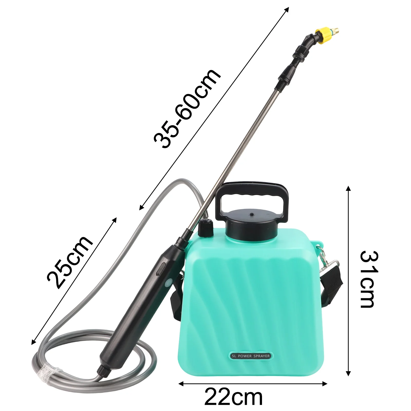 

5L Battery Powered Garden Sprayer with USB Rechargeable Handle and 3 Nozzle Types for Customizable Spraying Experience