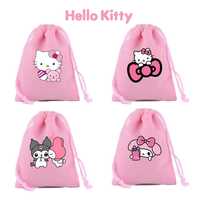 Hello Kitty Pocket Bags Canvas Storage Bag Organizer Kuromi Holiday Gift Bags Travel Student Boy Girl regali di compleanno di compleanno