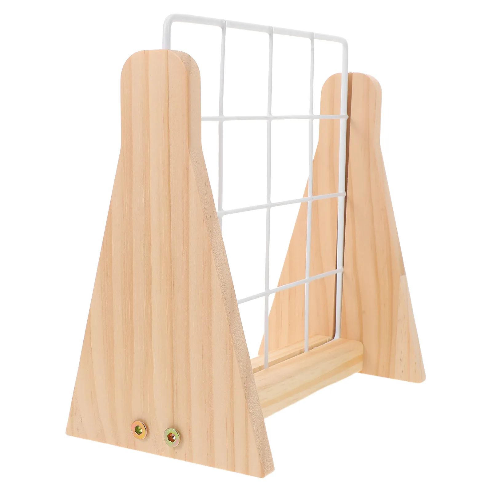 Metal Wire Grid Panel Minimalist Solid Wood Display Stand Jewelry Photo Frame Holder Organizer Rack for Retail Craft Fair Art