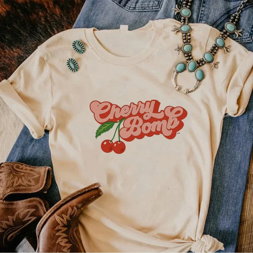 

Pop Culture Shirt Harajuku Punk Vintage Hip Hop Cherry Tshirt Female Graphic University Digital