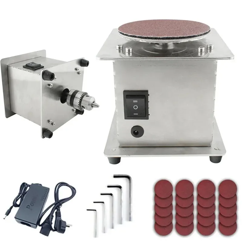 Electric Bench Disc Sander 220V with 7 Variable Speed Sanding Roller Mini Self-adhesive Edge Sharpener for Benchtop Grinding
