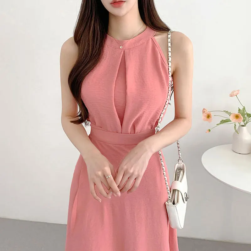 

Chic Summer French Style round Neck Sleeveless Vest And Asymmetrical Slit Skirt Set for Women Cotton Blend Fashion Ensemble