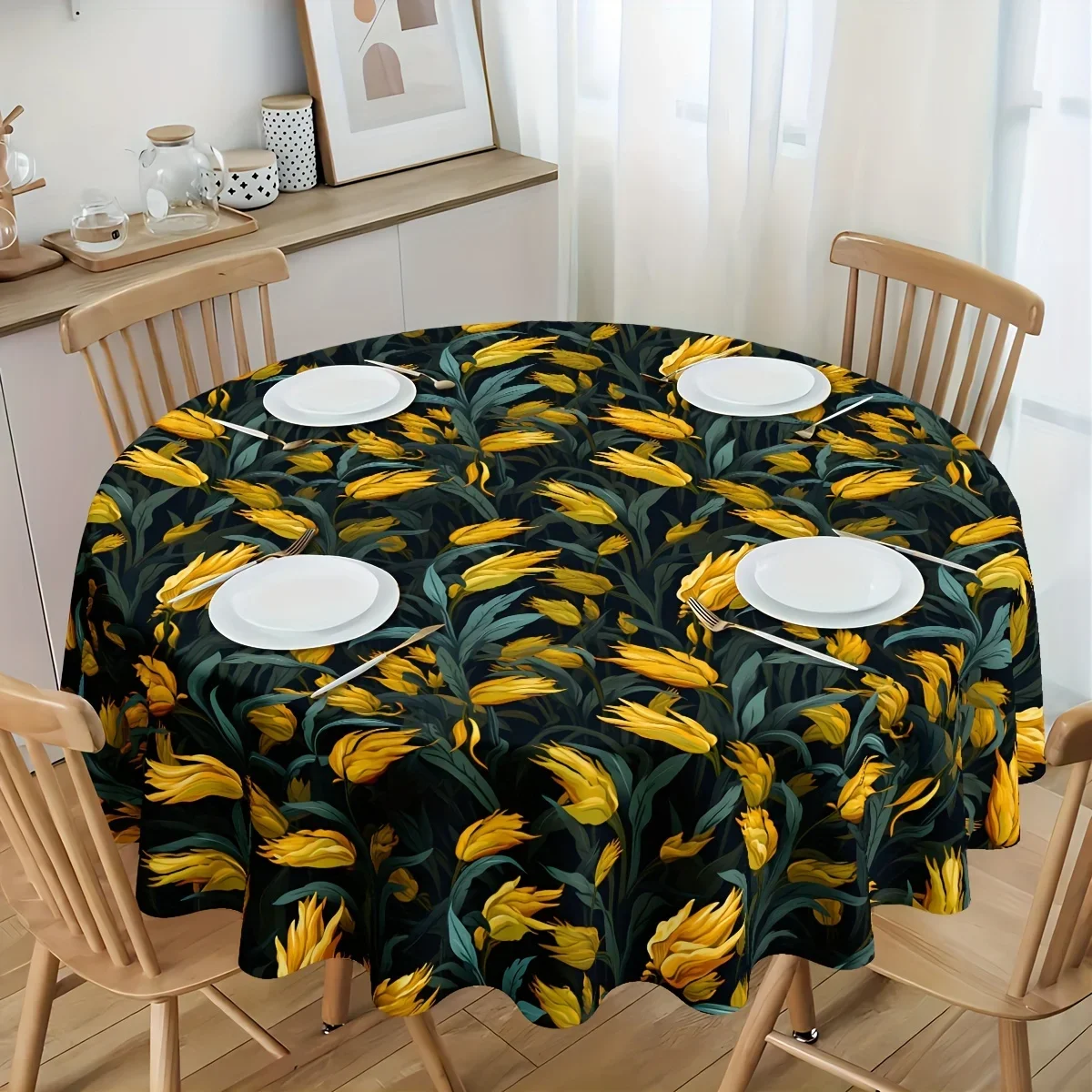 One rectangular autumn harvest tablecloth with Thanksgiving corn patternxzj