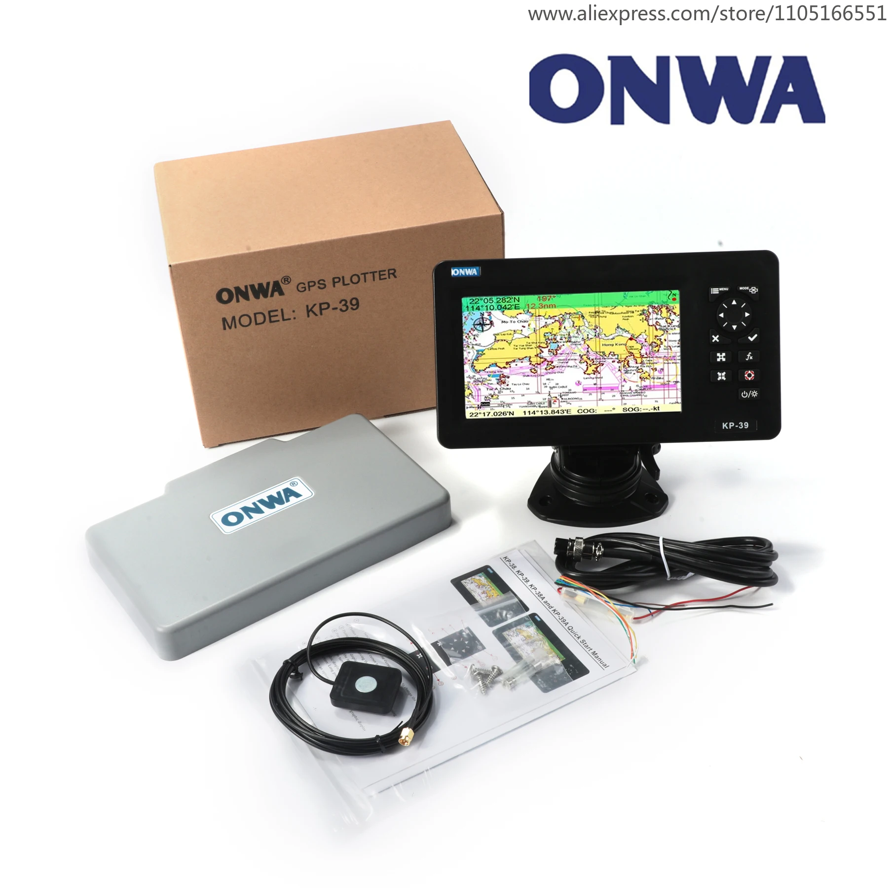 ONWA KP-39 7-дюймовый морской GPS-комплект (с картой K-Chart морской) Карт-плоттер