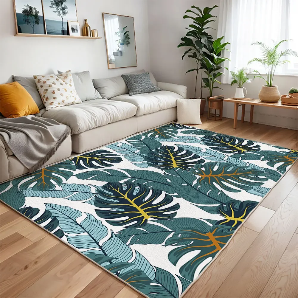 

HD-ботанический коврик с принтом для гостиной, большая спальня, современный элегантный нескользящий коврик