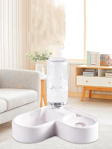 Automatic Drinking Love Pet Bowl Moisture-proof Cat Bowl Dog Basin Dual-use Multi-functional Drinking And Feeding