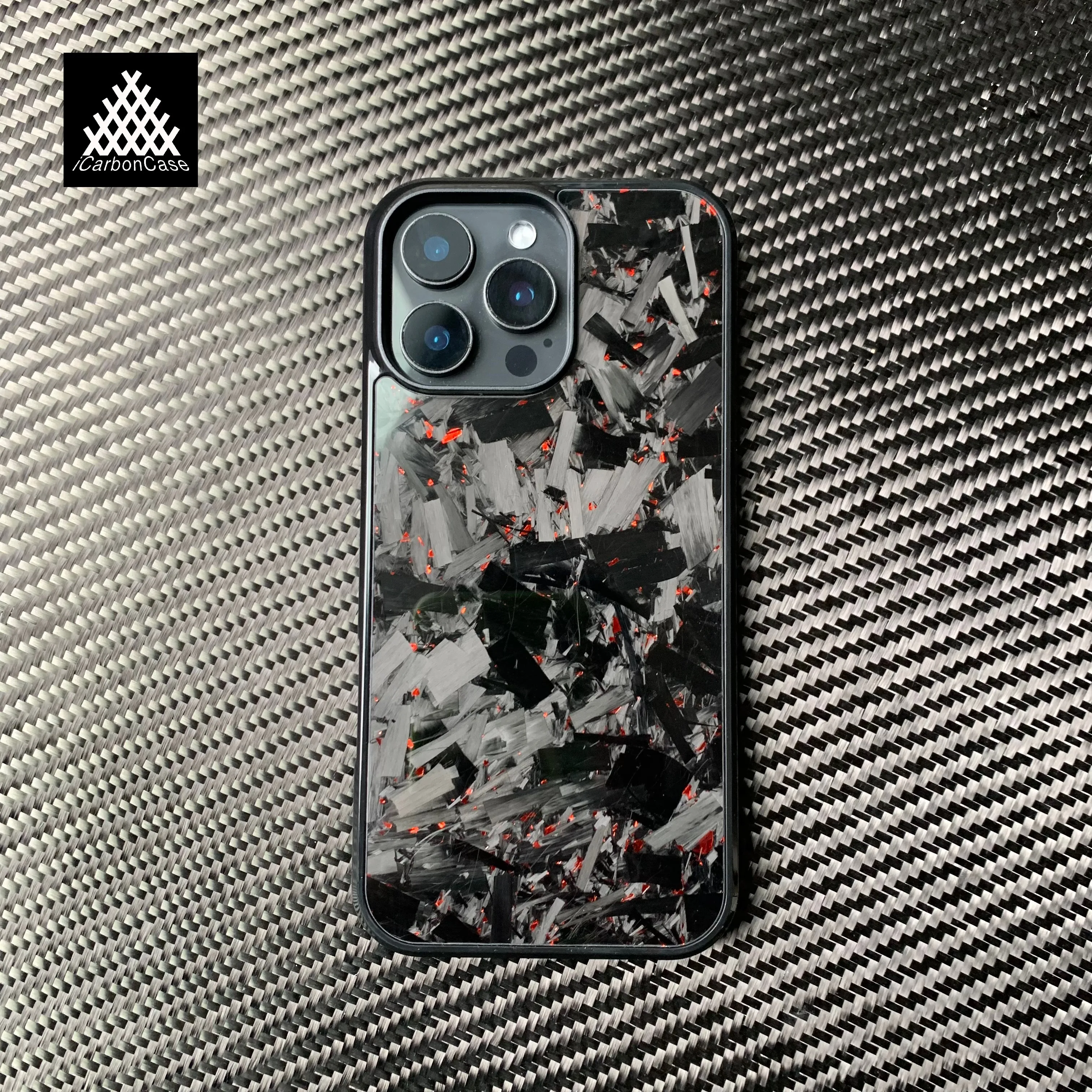 

Magnetic Big Red Forged Carbon Fiber Case for iPhone 17 Air 16 15 14 13 12 11 Pro Max 16e Plus with Magsafe Wireless Charging