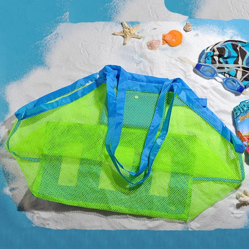 Portable Beach Bag, Foldable Mesh Children's Swimming Bag, Beach Toy Basket Storage Bag, Children's Outdoor Waterproof Bag