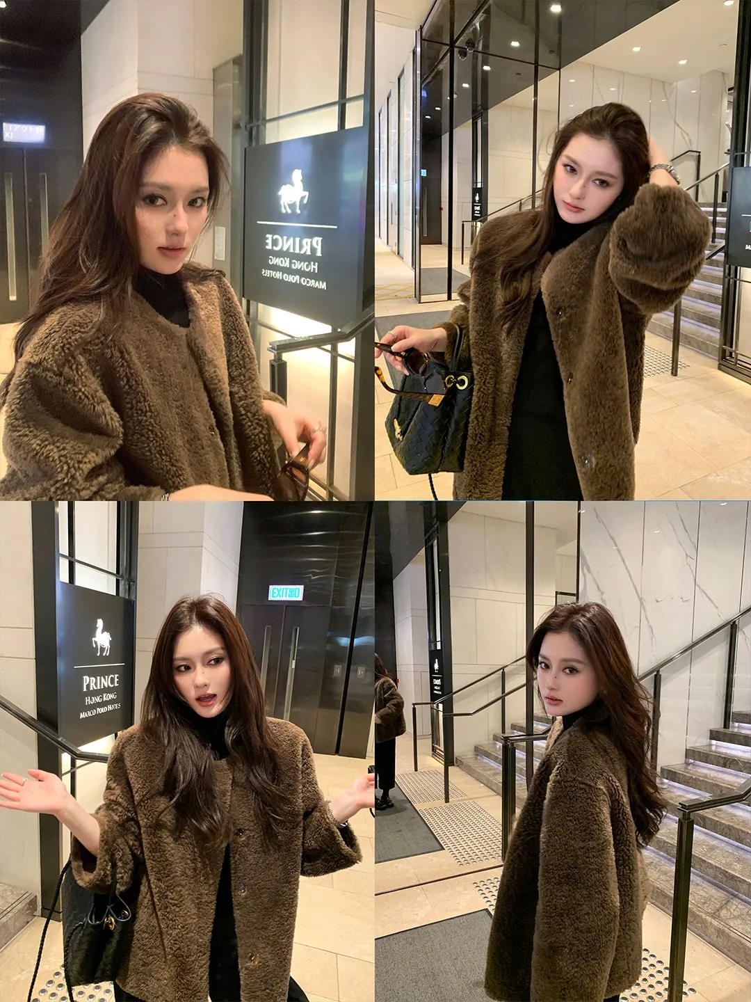 メイブン・リン レイジー・ウォーム ハイエンド ラウンドネック ショートファージャケット レディース 暖かい人工皮革コート エレガントスタイル 長袖 ルーズフィット