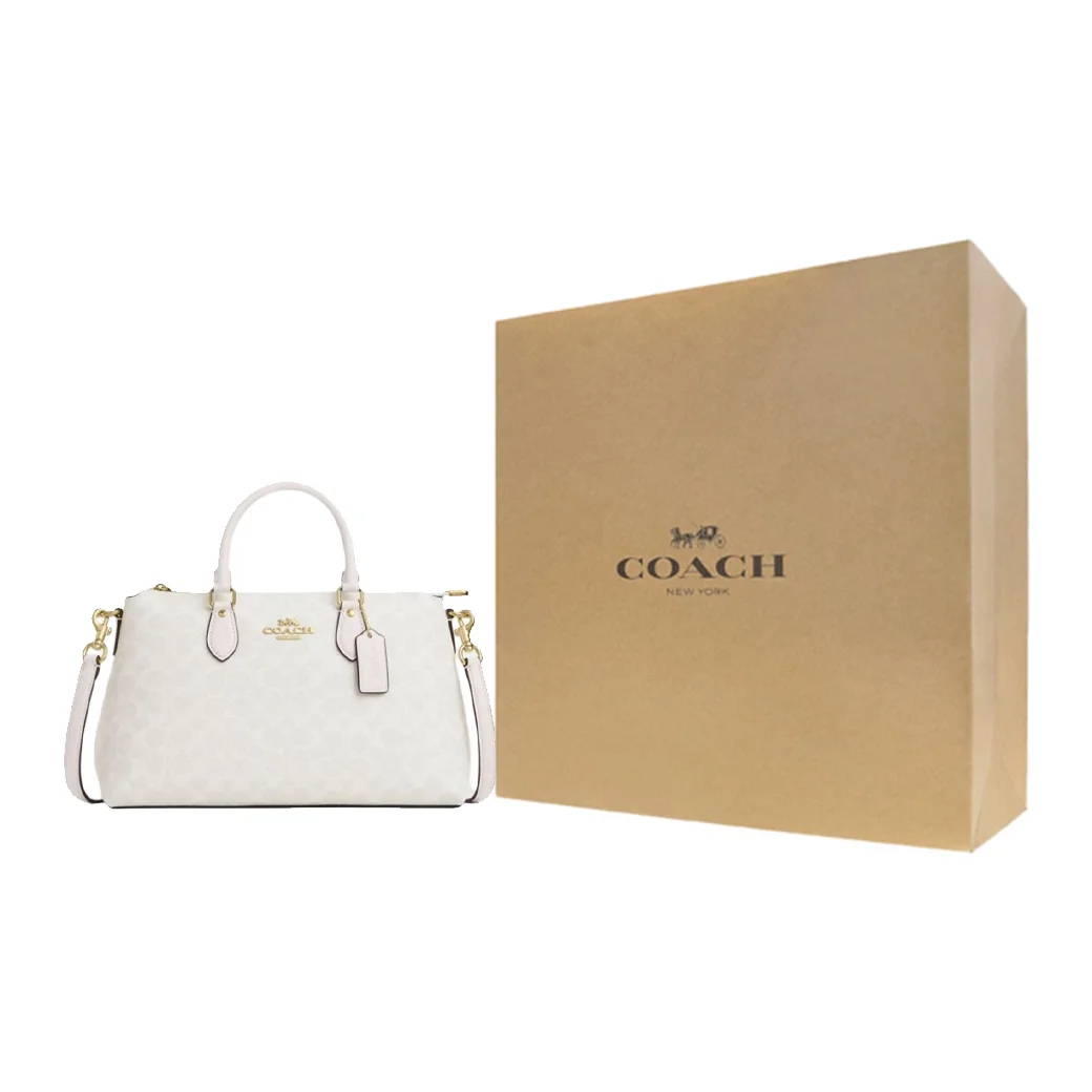 COACH Georgia Coated Canvas One Shoulder Handbag Large Women's Chalk White CW422-IMXU5