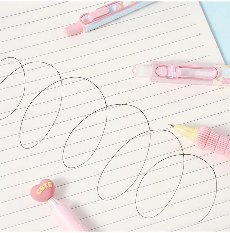 4-teiliges Set mit niedlichen einziehbaren Gelstiften, 0,5 mm, feine Spitze, schwarze, schnell trocknende Tinte, glatte Schreibstifte für Schule, Studium und Büro – Detail 10