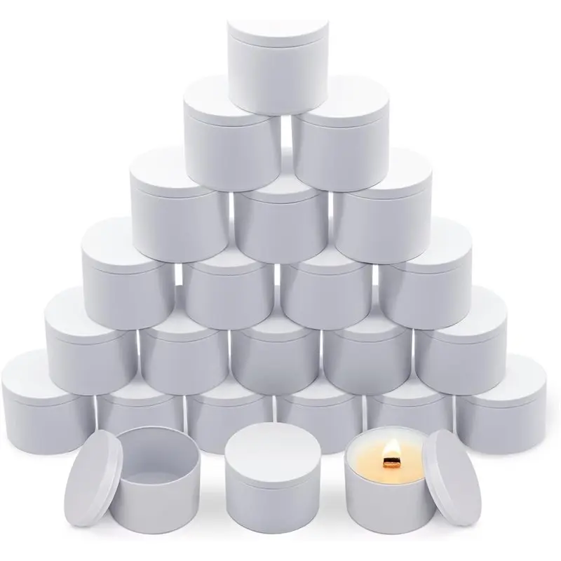 WORTHOWN-Candle Tins Jars Container 8 OZ With Lids,Heavy-Duty Matte All-White Small Bulk Empty Candles Tins For Making Candle 8O