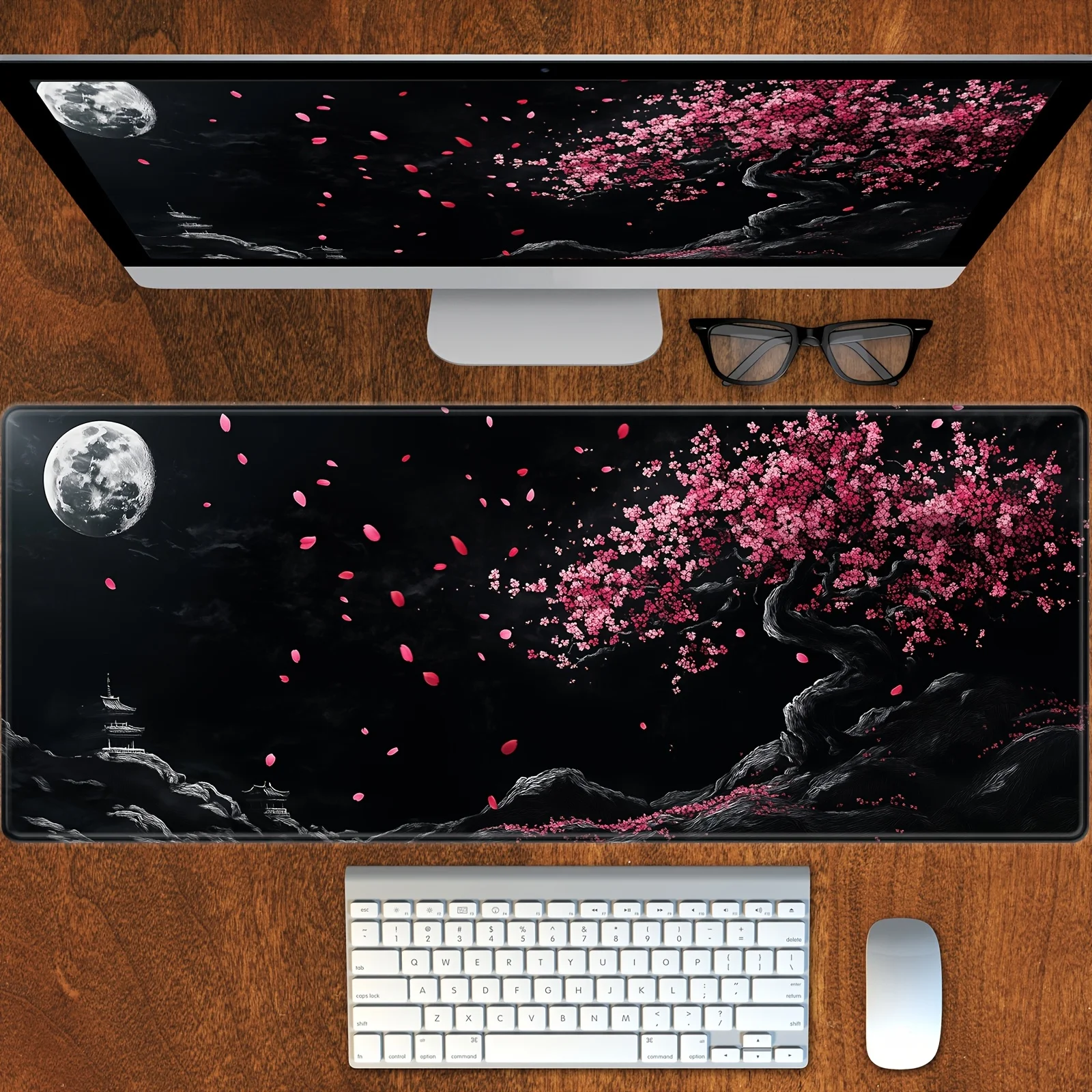 

Коврик для мыши с дизайном сливы в чернильном стиле, настольный коврик, игровой коврик, нескользящие аксессуары для стола с прошитыми краями, компьютерные офисные коврики для мыши