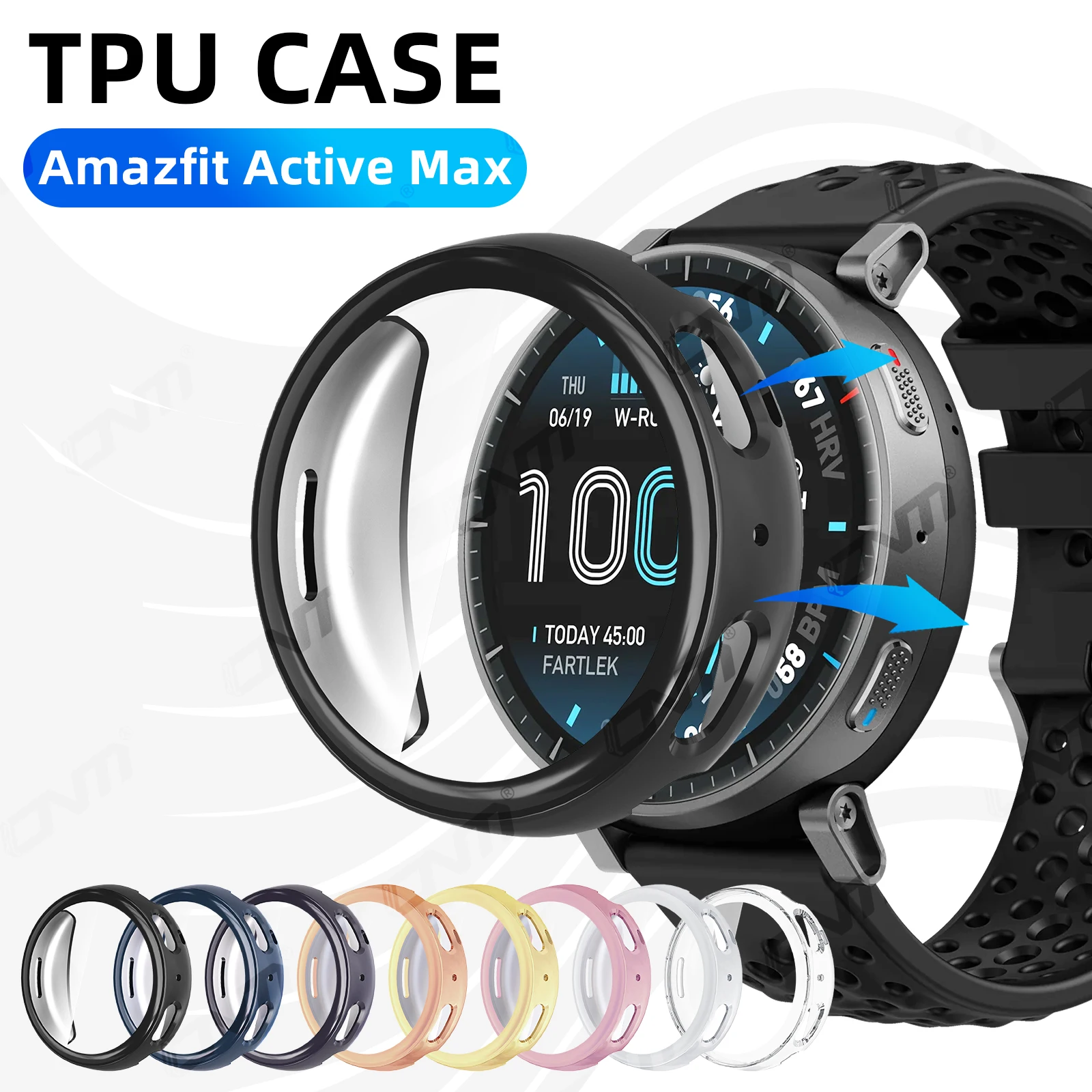 Case for Amazfit Active Max Screen Protector Case Soft TPU All-Around Protective Bumper Cover Shell for Active Max Accessories