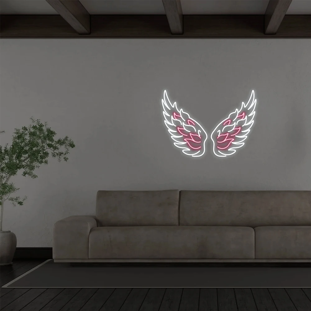 Angel Wings Neon Signs for Wall Decor, 27.6” Height Led Light signs for Wedding, Party, Bar, Bedroom, Valentine\'s Day, Christmas