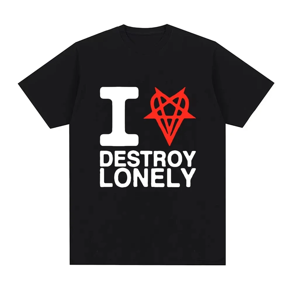 I Heart Love Destroy Lonely T Shirt Men Women Clothing Fashion Harajuku Opium T-shirt 100% Cotton Casual Cozy Oversized T-shirts