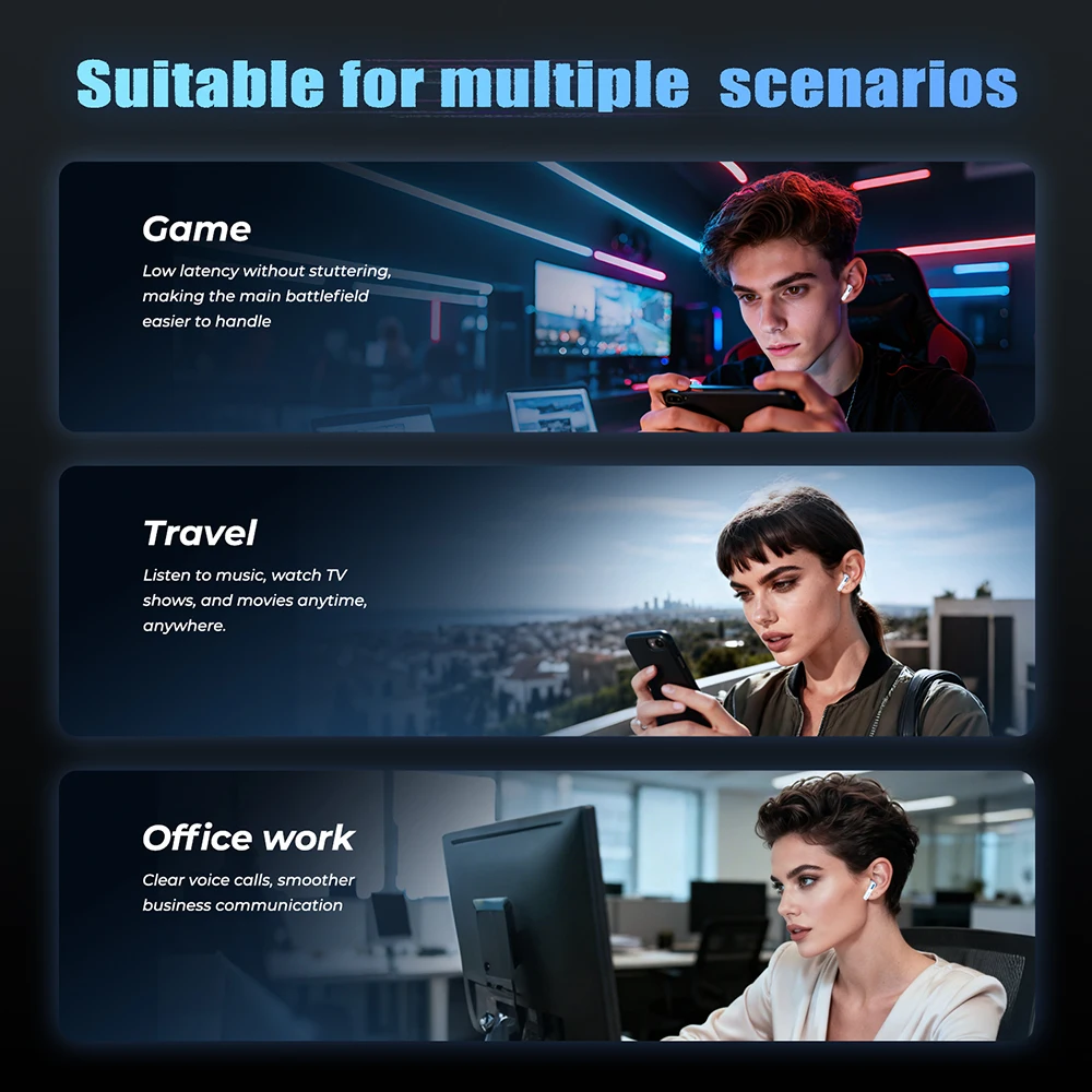 Auriculares Traductores de Idiomas 2026 HTC NE49 TWS, Auriculares para Juegos de Baja Latencia, Sonido Estéreo HiFi Bluetooth, Llamadas HD con Micrófono 5