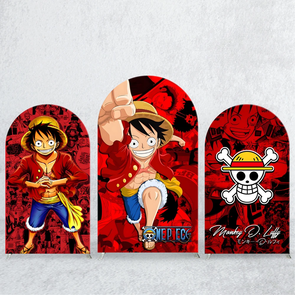 

TB Lufei Cartoon Skull Pirate One Piece Arch Backdrop Cover Fabric for Child Birthday Party Baby Shower Background Decoration