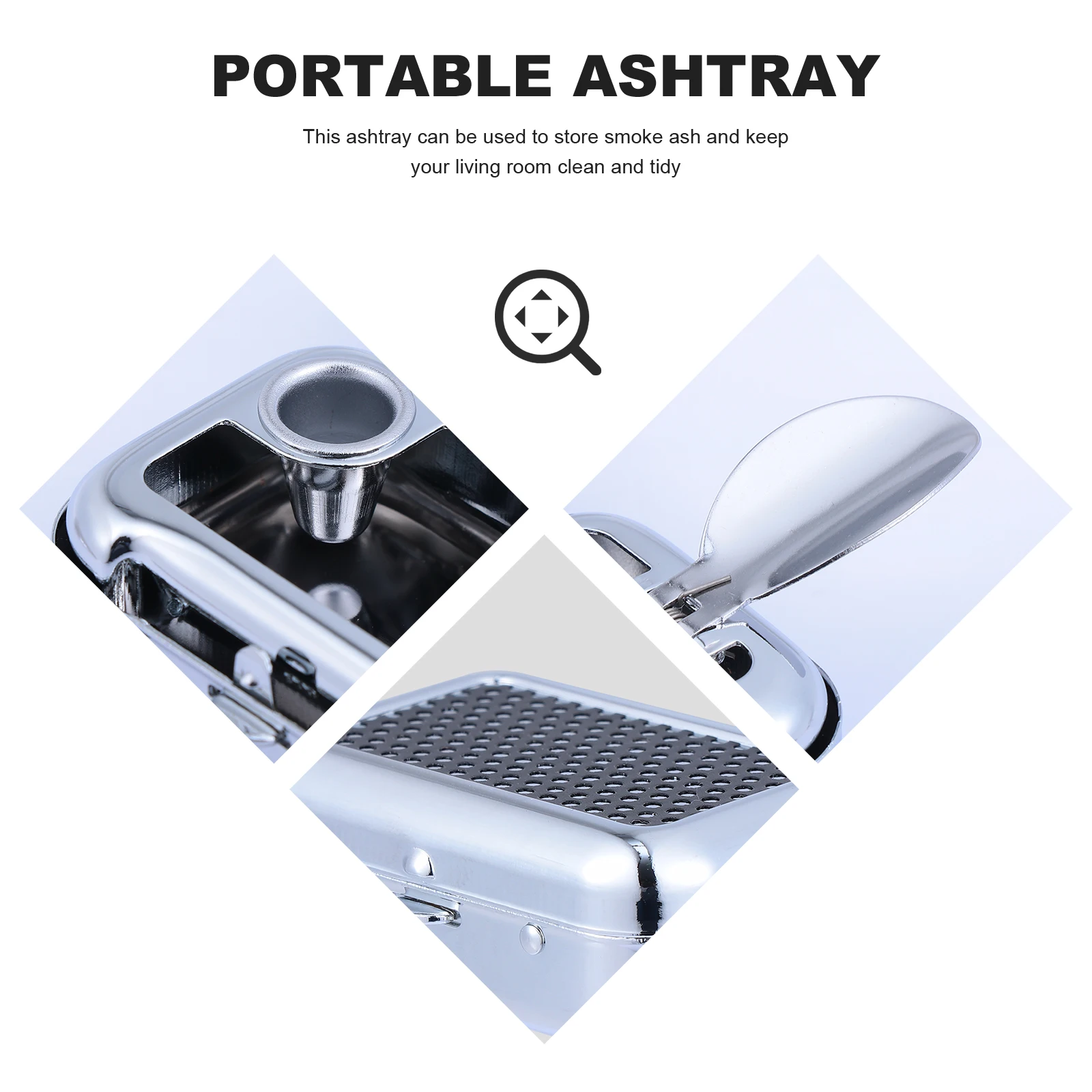 

Stainless Steel Ashtray Indoor Black Metal Home House Cigarette Smoke Holder Office Decor Practical Use Craftsmanship