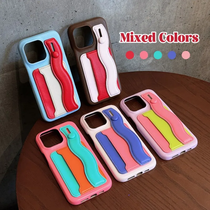 

Luxury color matching wristband mobile phone case for IPhone 15ProMax 15 14 13 12 ProMax Phone Case Funda