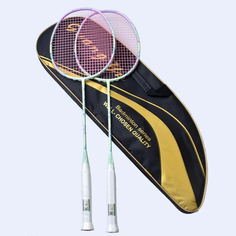 2pcs Competition Badminton Racket Full Carbon Ultralight Racket Sporting Goods Badminton Racket Set Outdoor Sports Equipment