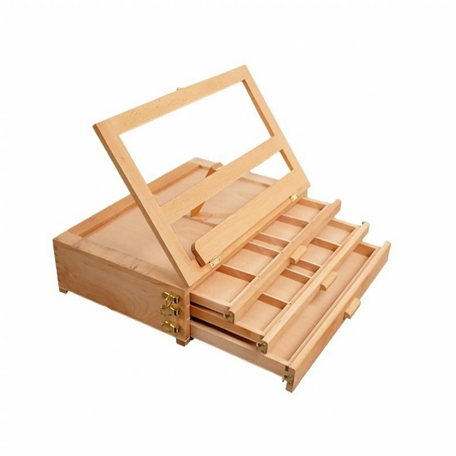 Beechwood Tabletop Easel with 3 Drawers Portable Desktop Artist Supply Chest with Drawers Stable Beech Wood Artist Supply Chest