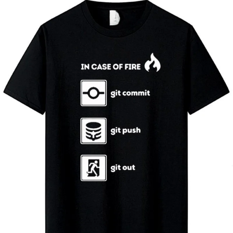 Camiseta col rond pour l'été, 100% algodão, qualidade superior, engraçado, programador, chemise en cas de feu Git comt, graphiq