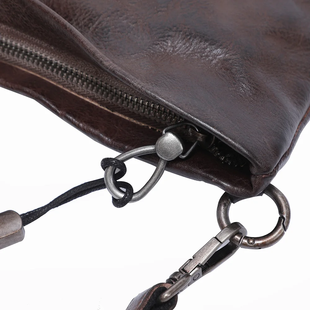Echte Leder-Umhängetasche für Herren, Clutch-Tasche, modische Brusttasche aus Rindsleder, pflanzlich gegerbtes Leder, handgefärbt – Detail 19
