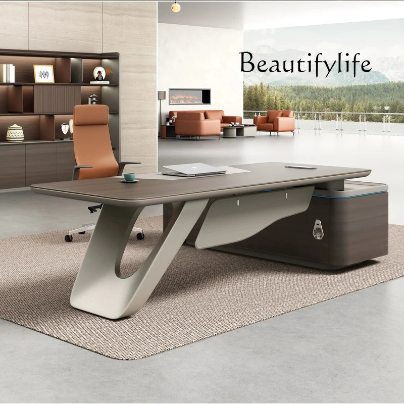 

Light Luxury Boss Table Modern European Executive Right Cabinet Gaming Desk Standing Designer Storage Bureau Meuble Furniture