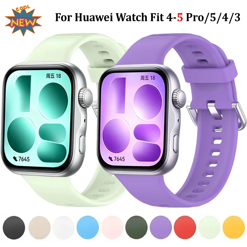 Neues weiches Silikonarmband für Huawei Watch Fit 5/4/3 Offizielle Smartwatch Sport Atmungsaktives Armband Huawei Watch Fit 5-4 Pro Correa